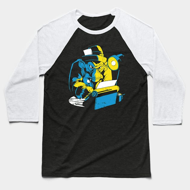 Monkey On A Typewriter Baseball T-Shirt by consigliop